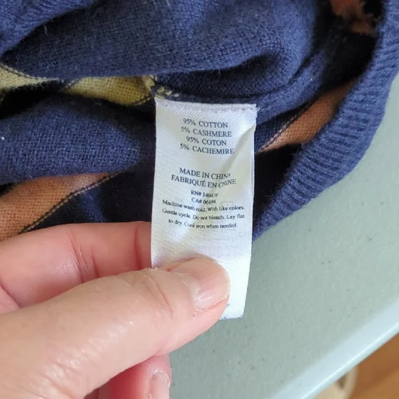 Faherty Navy Multicolor Striped Crewneck Sweater, S - Picture 6 of 6